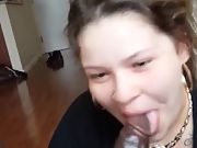 She loves choking on his big large cock